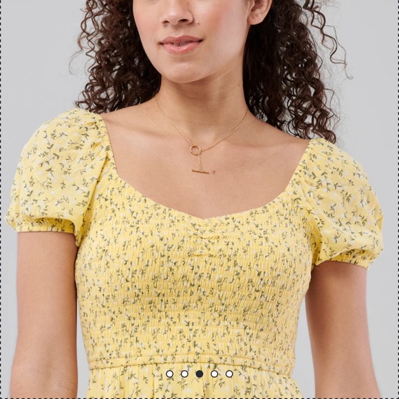 Hollister Smocked Puffsleeve Mini Dress 